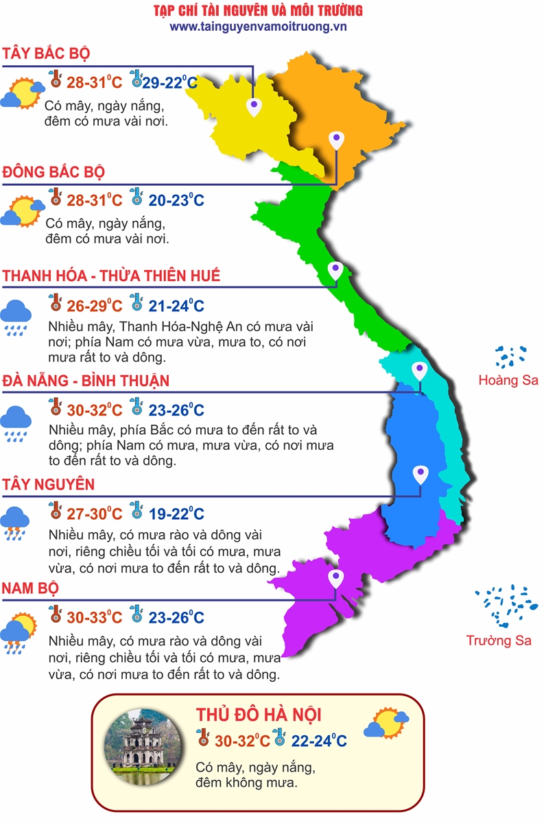 Thời tiết ngày 16/10/2023: Miền Bắc nắng nhẹ, Trung và Nam Bộ mưa to