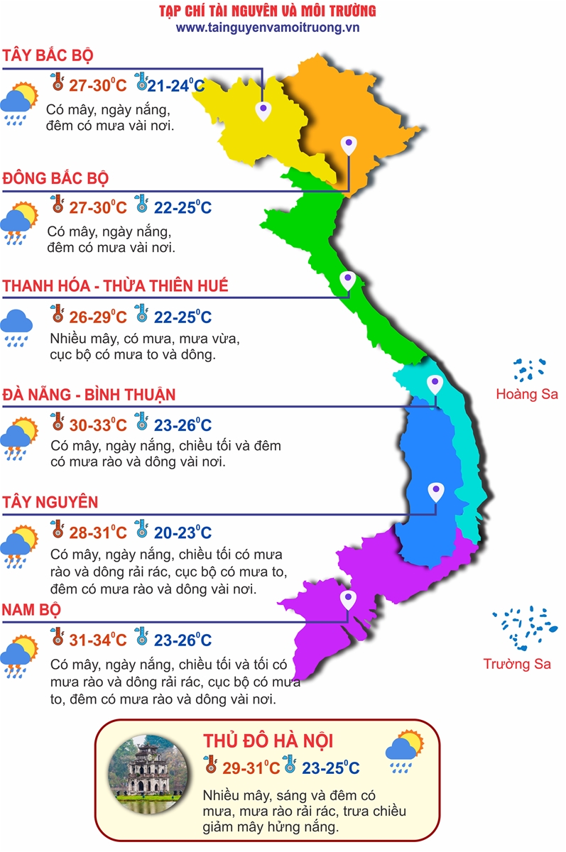 Thời tiết ngày 25/10: Nhiều khu vực trên cả nước có mưa dông