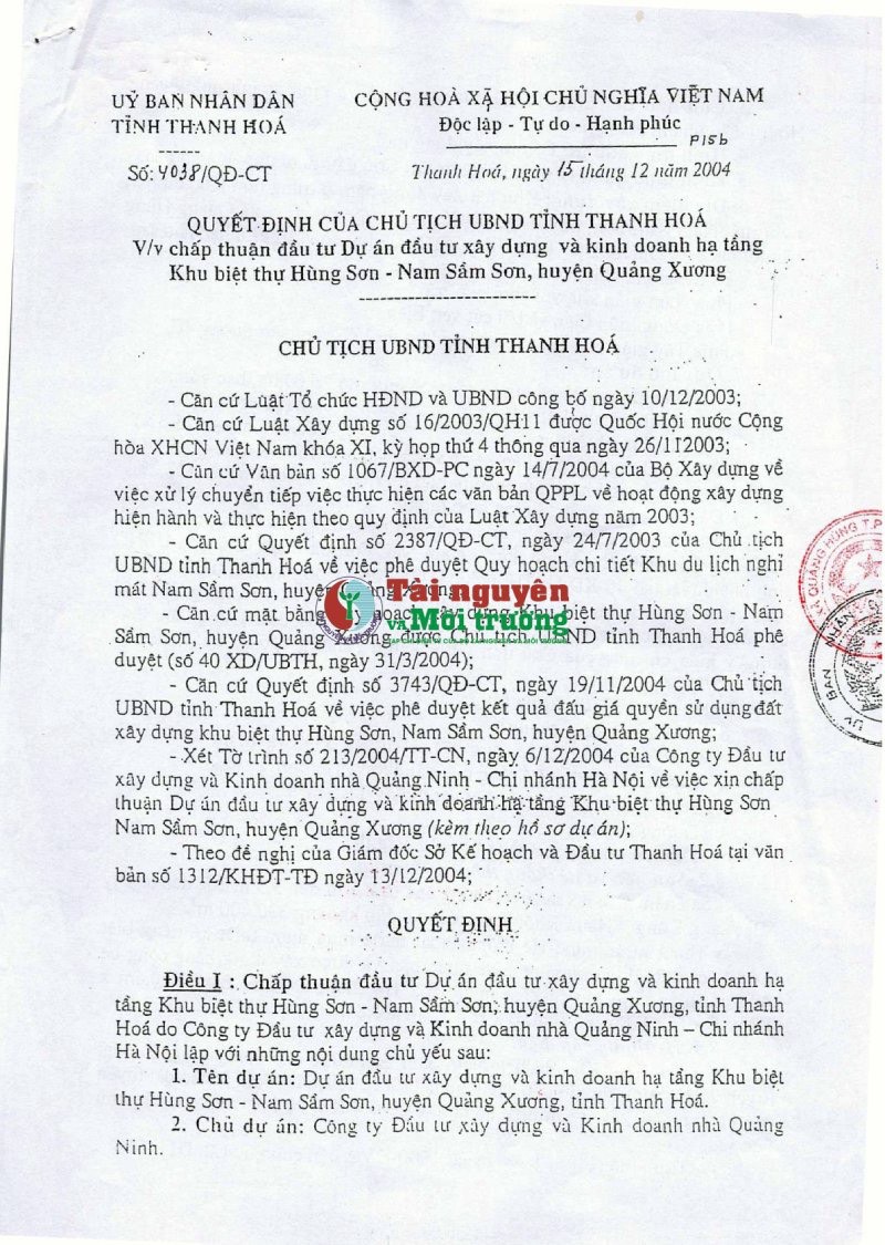 Thanh Hoá: Dự án Khu biệt thự Hùng Sơn - Gần 20 năm chưa hoàn thành