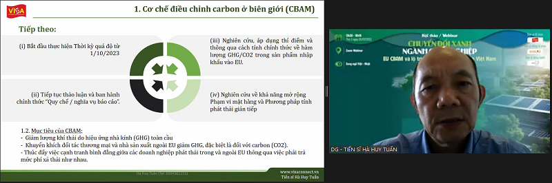 Hội thảo “Chuyển đổi xanh ngành công nghiệp - EU CBAM và lộ trình trung hòa Carbon của Việt Nam”.