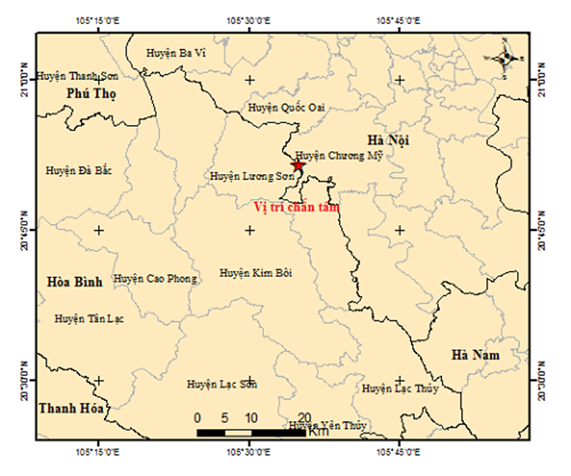 Động đất ở Chương Mỹ mạnh 2,6 độ richter