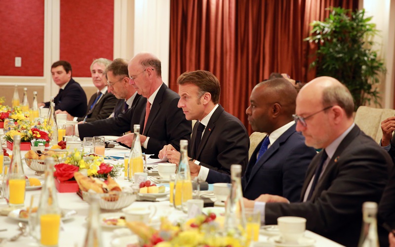 Tổng thống Pháp Emmanuel Macron làm việc với Phó Thủ tướng Trần Hồng Hà về lĩnh vực chuyển đổi năng lượng