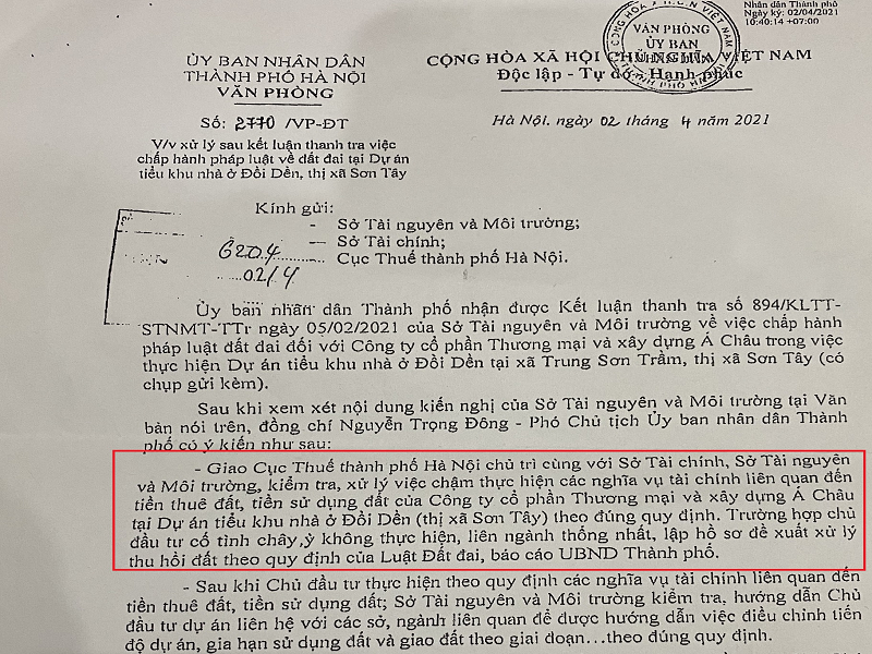 Bài 5 - Hà Nội: UBND Thị xã Sơn Tây nói gì về thực trạng tại dự án HNT Sơn Tây?