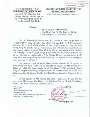 Bình Thuận: Công khai các dự án vi phạm pháp luật đất đai