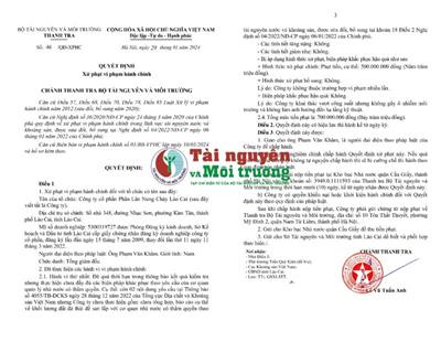 Công ty CP Phân lân nung chảy Lào Cai bị Thanh tra Bộ Tài nguyên và Môi trường xử phạt 700 triệu đồng