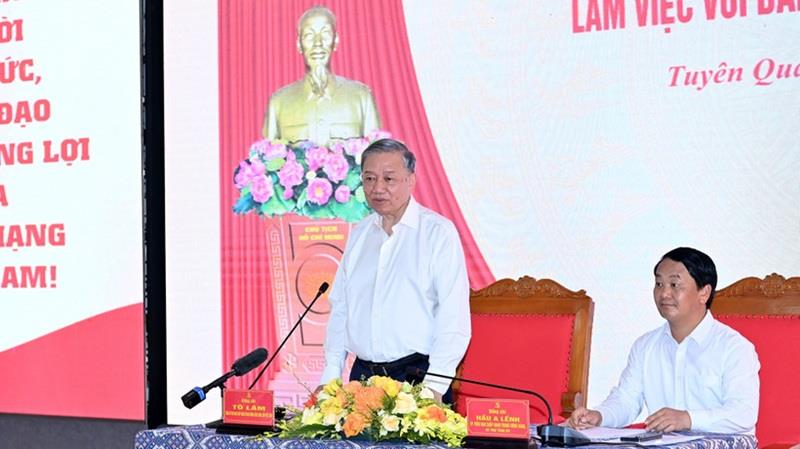 Tổng Bí thư Tô Lâm làm việc với Ban Thường vụ Tỉnh ủy Tuyên Quang