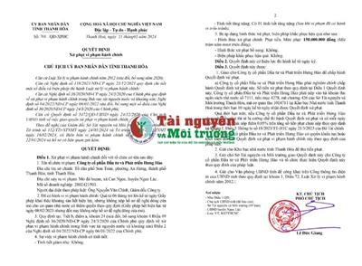 Thanh Hoá: Phạt Công ty CP Đầu tư và Phát triển Hưng Hào 150 triệu đồng