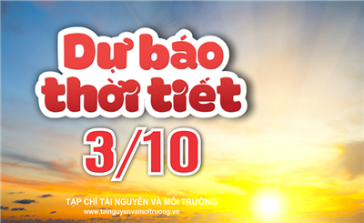 Thời tiết ngày 3/10: Nam Trung Bộ, Tây Nguyên và Nam Bộ tiếp tục có mưa dông