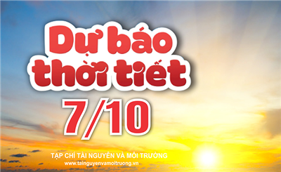 Thời tiết ngày 7/10: Khu vực Bắc Bộ, Thanh Hoá đến Quảng Bình có mưa rào và dông