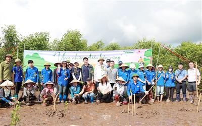 Trồng mới 300 cây bần chua tại rừng ngập mặn Hưng Yên
