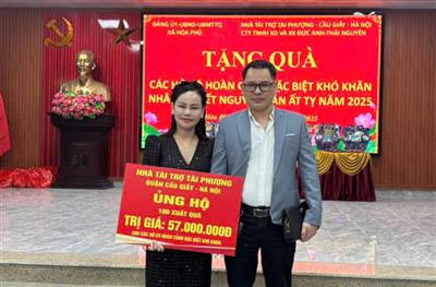 Bác sĩ Hoàng Tài trao tặng quà Tết tại xã Hòa Phú, huyện Ứng Hòa, Hà Nội